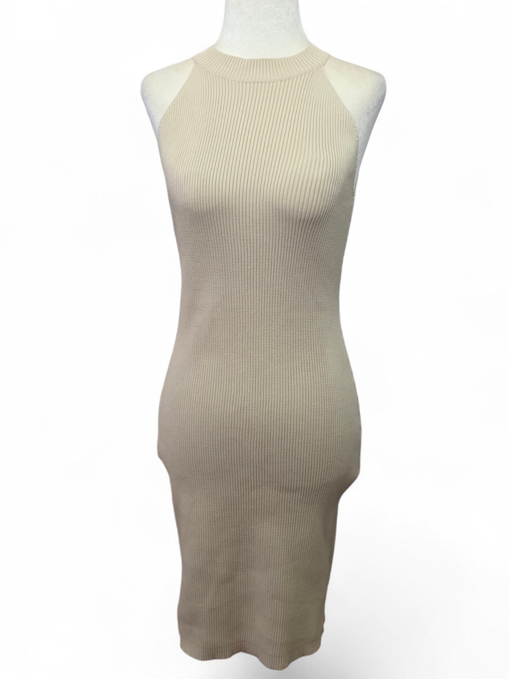 Sincerly Jules Ribbed Knit Halter Midi Dress - Cream